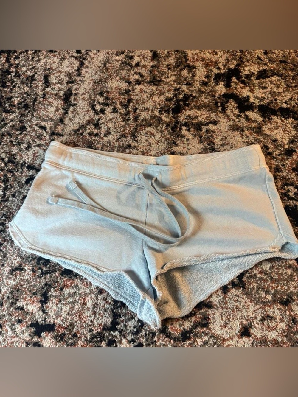 Skims light blue cotton shorts with drawstring